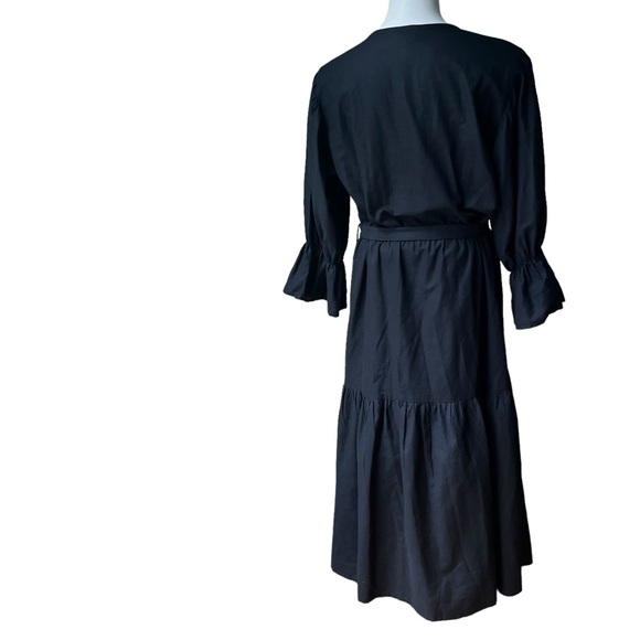 ELF Peony Black Linen Midi Dress, Sz XXL - Picture 7 of 15